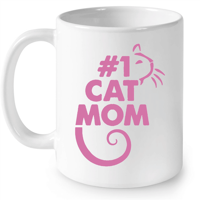 Cat Mom Graphic Art Design - Full-Wrap Coffee White Mug