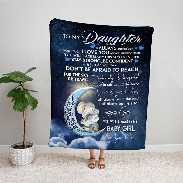 Elephant moon mom & daughter mom to my daughter i love you to the moon & back Fleece Blanket