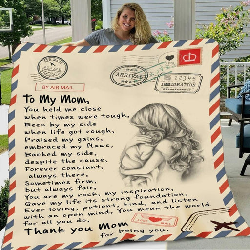 BeKingArt Family Personalized Thank You Mom For Raising You Gift For Mom Sherpa Fleece Blanket