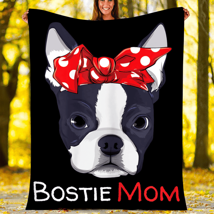 Customs Blanket Boston Terrier Dog Blanket - Perfect Gift For Mom - Fleece Blanket