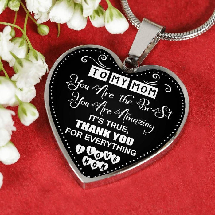 Family You're The Best Silver Heart Pendant Necklace Gift For Mom
