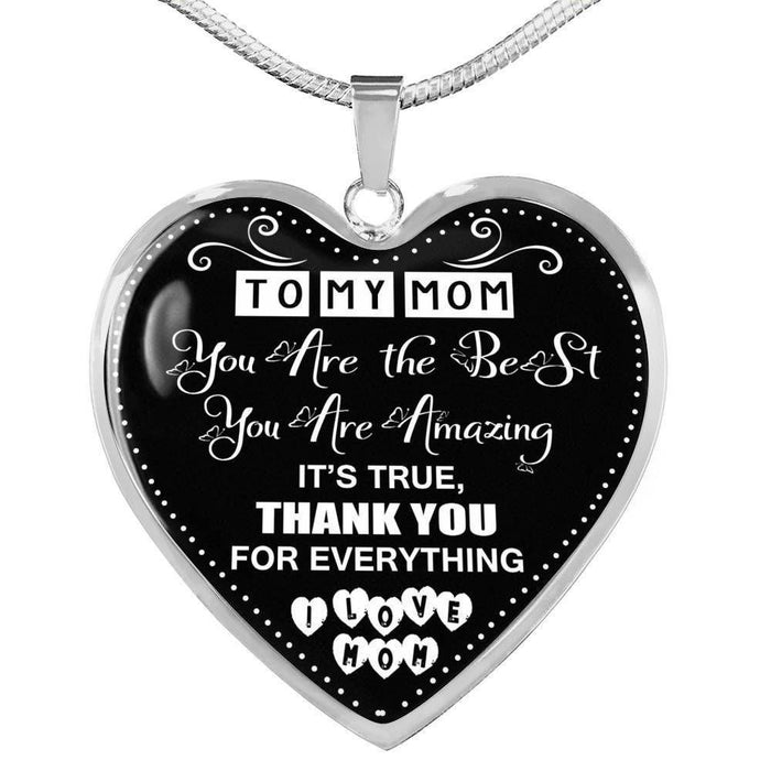 Family You're The Best Silver Heart Pendant Necklace Gift For Mom