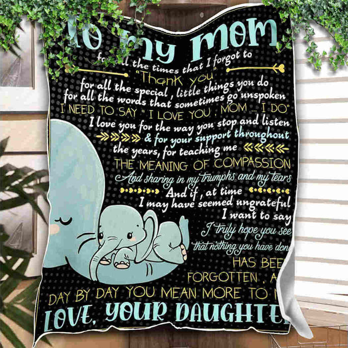 To My Mom Beauty Elephants I Love You Mom Fleece Blanket Gift For Mom Mother's Day Gift Ideas