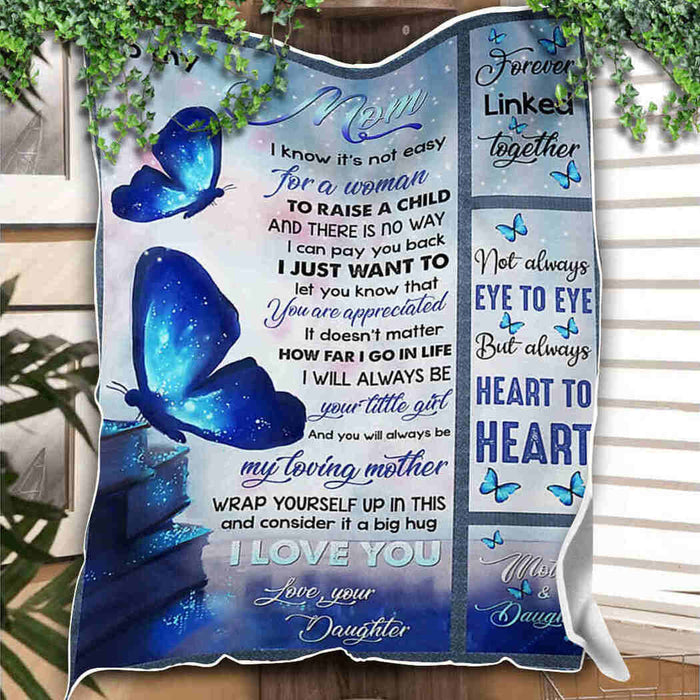 To My Mom Butterfly And Book Galaxy I Love You Fleece Blanket Gift For Mom Mother's Day Gift Ideas