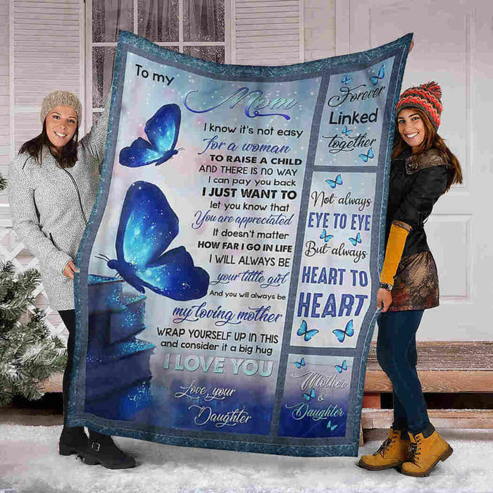 To My Mom Butterfly And Book Galaxy I Love You Fleece Blanket Gift For Mom Mother's Day Gift Ideas