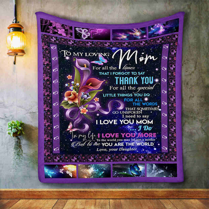 To My Loving Mom I Love You Mom Fleece Blanket Gift For Mom Mother's Day Gift Ideas