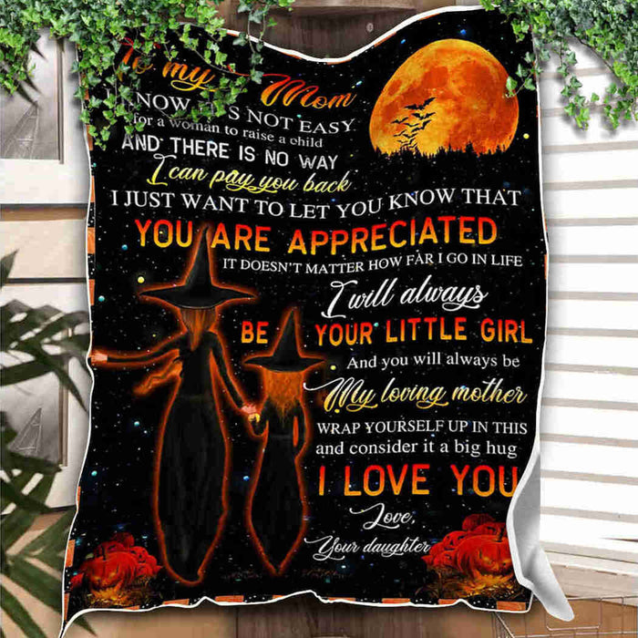 To My Mom Witch Under Moon I Love You Fleece Blanket Gift For Mom Mother's Day Gift Ideas