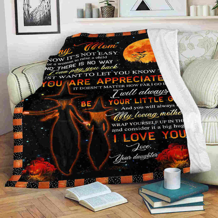 To My Mom Witch Under Moon I Love You Fleece Blanket Gift For Mom Mother's Day Gift Ideas