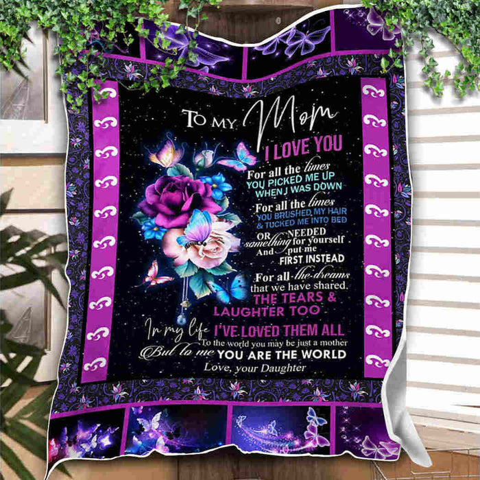 To My Mom Flower Blossom You Are The World Fleece Blanket Gift For Mom Mother's Day Gift Ideas