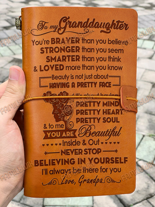 Grandpa To Granddaughter, Never Stop Believing In Yourself Leather Journal SX51