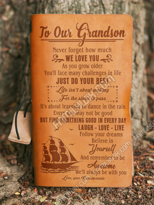 To Our Grandson From Grandparents - Leather Journal CTN201