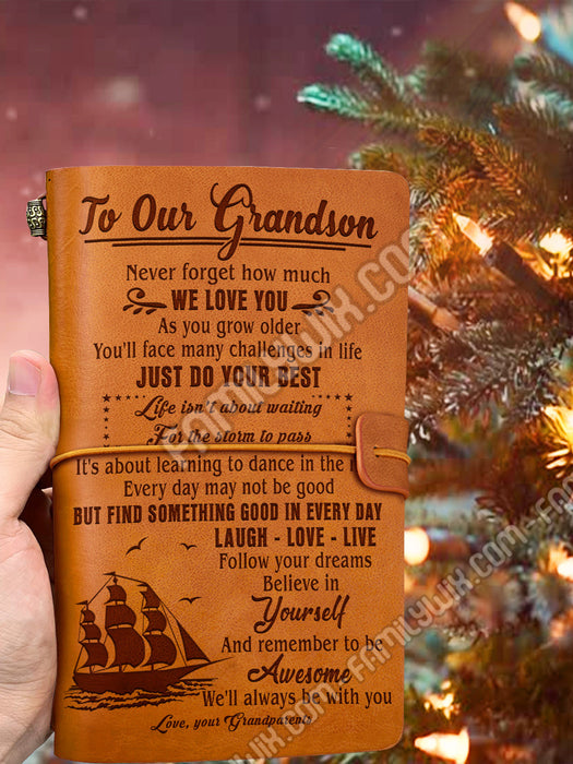 To Our Grandson From Grandparents - Leather Journal CTN201