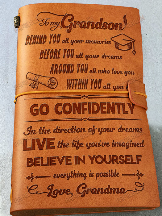 Grandma To Grandson, Go Confidently Leather Journal SX109