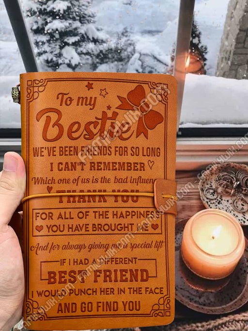 To My Bestie, Thank You For Always Giving Me A Special Lift - Leather Journal DNL1239