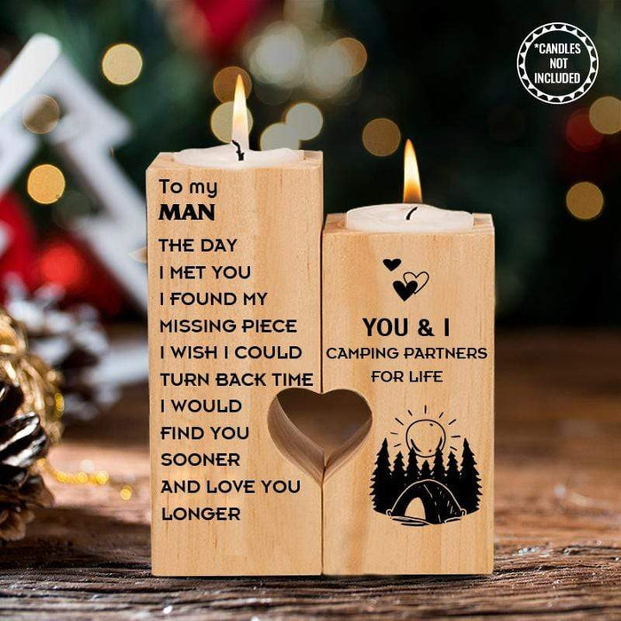 To My Man The Day I Met You Camping Partners For Life Candle Holder Gift For Mom Mother'S Day Gift Ideas