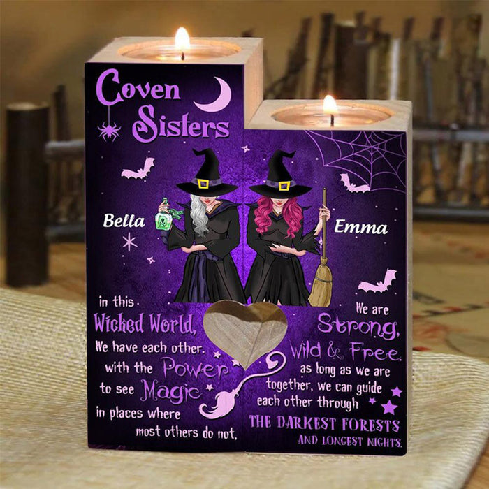 Custom Name Coven Sisters We Are Strong Wild And Free Witch Candle Holder Gift For Mom Mother's Day Gift Ideas