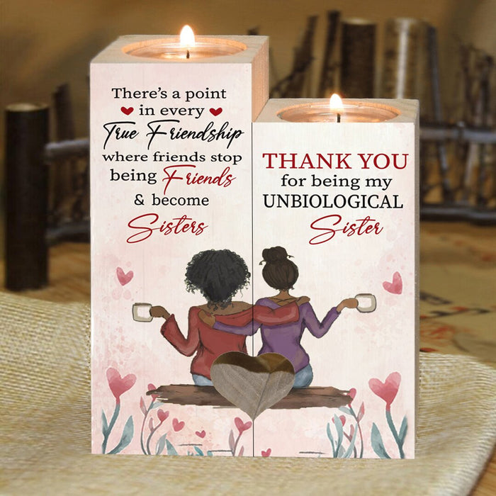 Thank You For Being My Unbiological Sister Love You Candle Holder Gift For Mom Mother's Day Gift Ideas