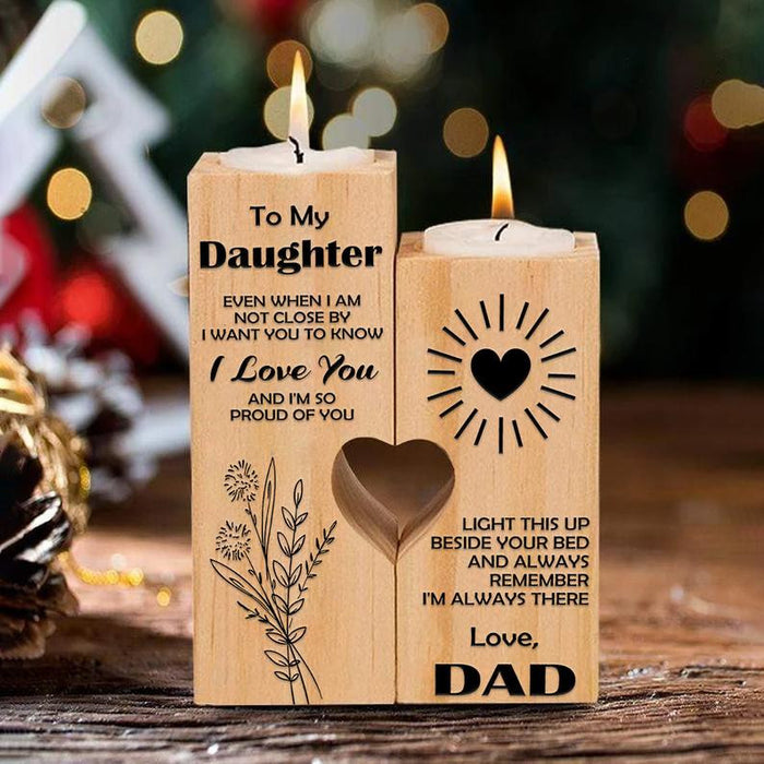 To My Daughter Light This Up Beside Your Bed And Always Remember I'M Always Candle Holder Gift For Mom Mother's Day Gift Ideas
