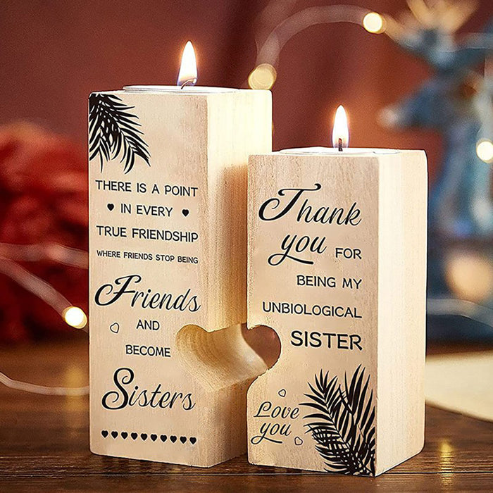 Thank You For Being My Unbiological Sister I Love You Candle Holder Gift For Mom Mother's Day Gift Ideas