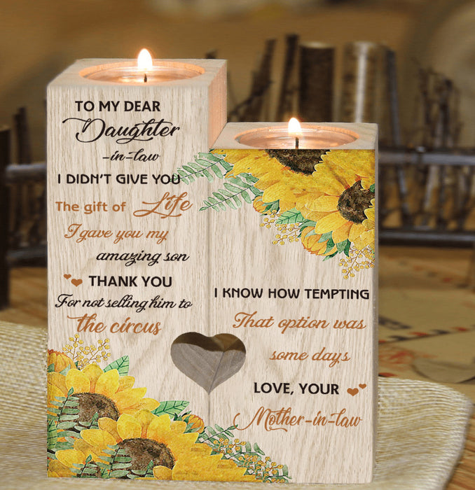 To My Daughter-In-Law I Didn'T Give You The Gift Of Life Couple Candle Holder Gift For Mom Mother's Day Gift Ideas