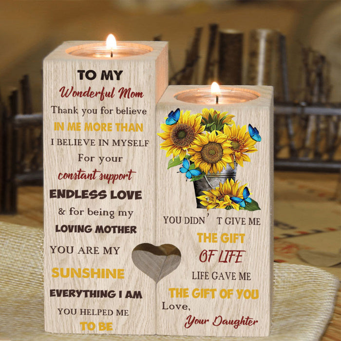 To My Wondelful Mom Thank You For Believe In Me Candle Holder Gift For Mom Mother's Day Gift Ideas