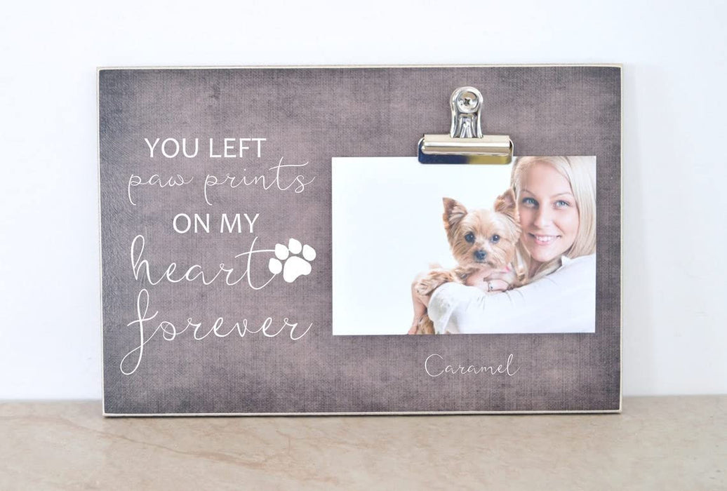 You Left Paw Prints In My Heart Forever Custom Name Photo Clip Frame Gift For Mom Mother's Day Gift Ideas