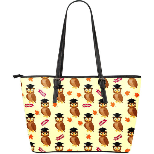 Graduation Owl Pattern Print Leather Tote Bag Gift For Mom Mother's Day Gift Ideas