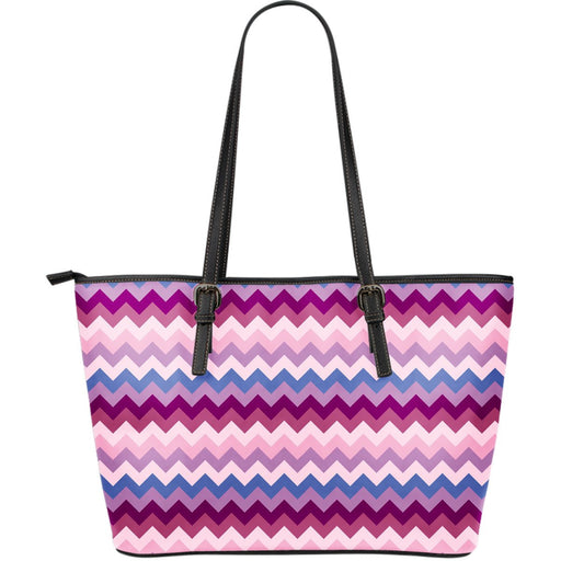 Zig Zag Pattern Print Leather Tote Bag Gift For Mom Mother's Day Gift Ideas