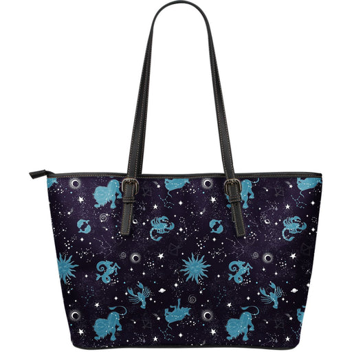 Zodiac Constellation Pattern Print Leather Tote Bag Gift For Mom Mother's Day Gift Ideas