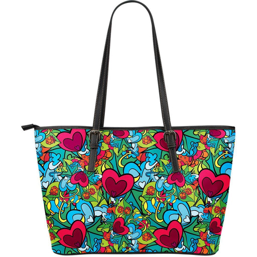 Print PatternTrippy Leather Tote Bag Gift For Mom Mother's Day Gift Ideas
