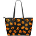 Pumpkin Halloween Pattern Print Leather Tote Bag Gift For Mom Mother's Day Gift Ideas