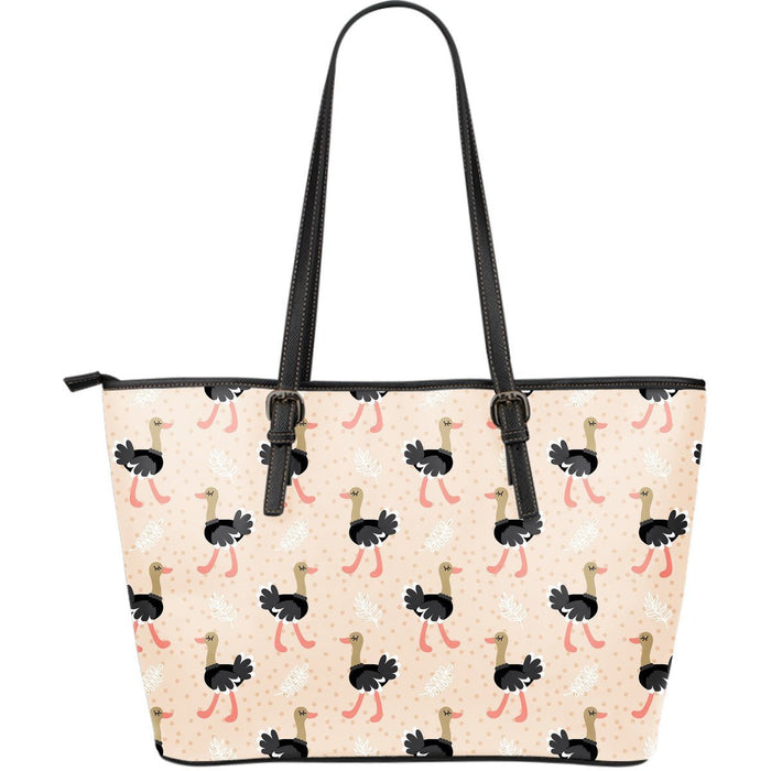 Ostrich Cute Pattern Print Leather Tote Bag Gift For Mom Mother's Day Gift Ideas