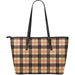 Tartan Scottish Beige Plaids Purse Leather Tote Bag Gift For Mom Mother's Day Gift Ideas