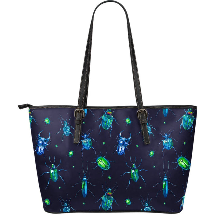 Drawing Bug Pattern Print Leather Tote Bag Gift For Mom Mother's Day Gift Ideas