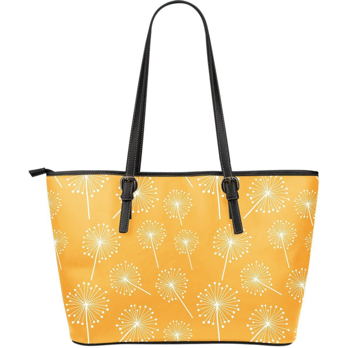 Dandelion Yellow Pattern Print Leather Tote Bag Gift For Mom Mother's Day Gift Ideas