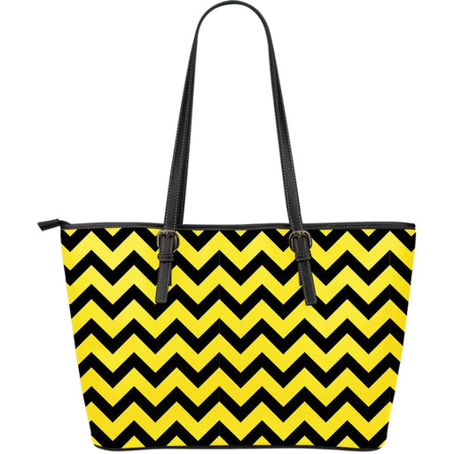 Zig Zag Yellow Pattern Print Leather Tote Bag Gift For Mom Mother's Day Gift Ideas