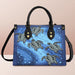 Deep Blue Turtle Leather Handbag Gift For Mom Mother'S Day Gift Ideas