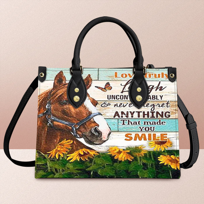 Horse And Flower Leather Handbag Gift For Mom Mother'S Day Gift Ideas