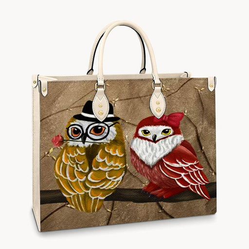 Owl Couple Leather Handbag Gift For Mom Mother'S Day Gift Ideas