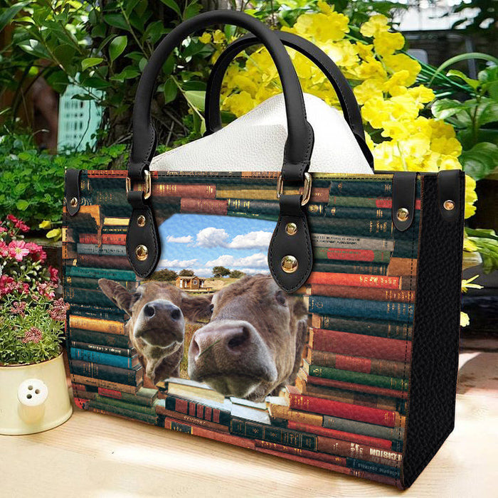 Book And Cow Leather Handbag Gift For Mom Mother'S Day Gift Ideas