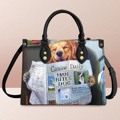 Golden Retriever Reading Newspaper�| Tote Bag | Female Fashion Tote Bag