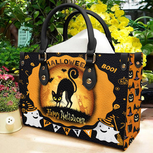 Halloween Cat Leather Handbag Gift For Mom Mother'S Day Gift Ideas