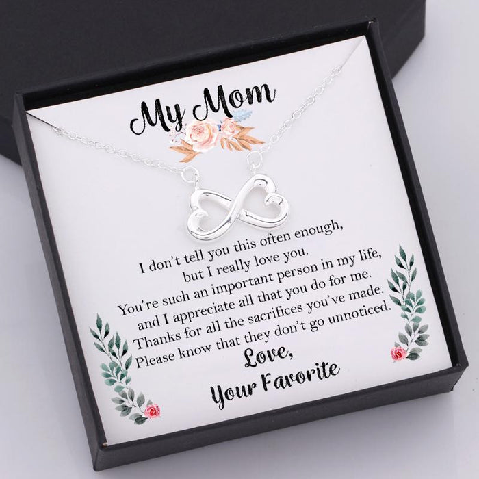 To Mom You'Re An Important Person Infinity Heart Necklace Gift For Mom Mother'S Day Gift Ideas