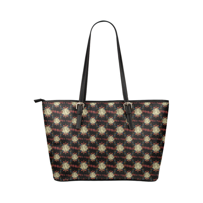 Zodiac Leo Pattern Design Print Leather Tote Bag