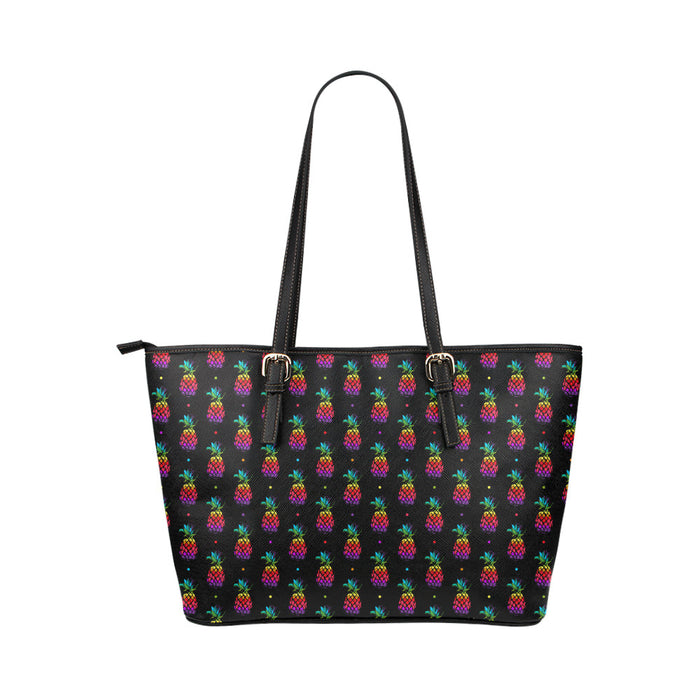Pineapple Rainbow Dot Print Leather Tote Bag