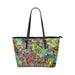 Psychedelic Trippy Flower Print Leather Tote Bag