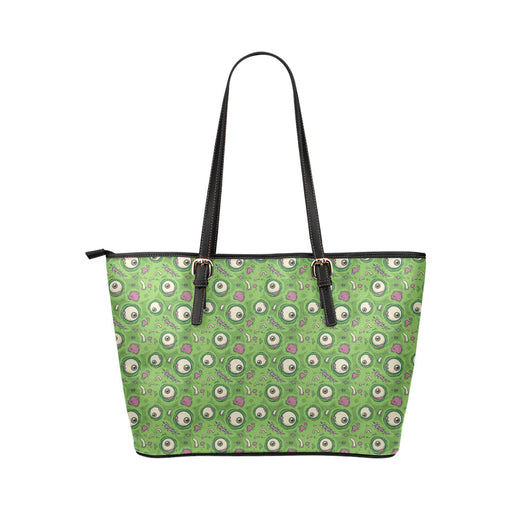 Zombie Eyes Design Pattern Print Leather Tote Bag