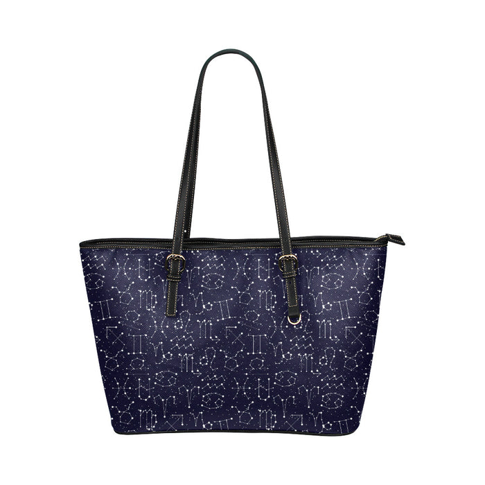 Zodiac Pattern Design Print Leather Tote Bag