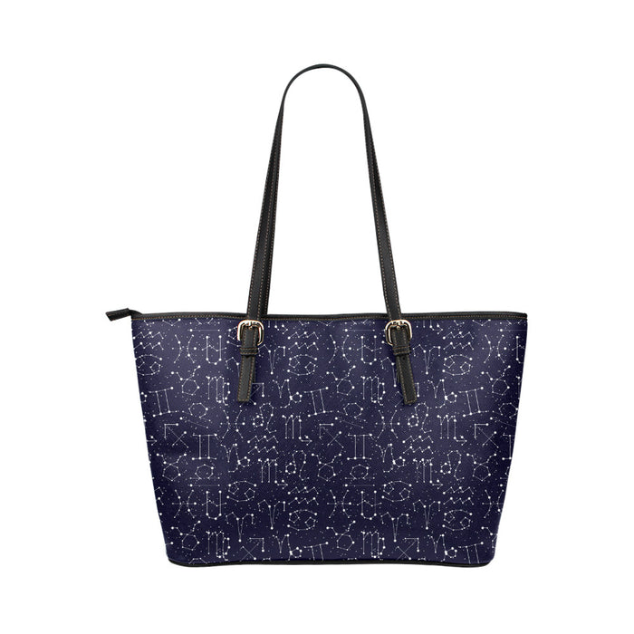 Zodiac Pattern Design Print Leather Tote Bag