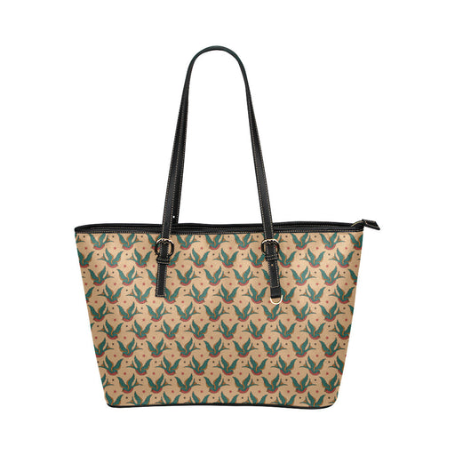 Old School Tattoo Swallow Design Leather Tote Bag